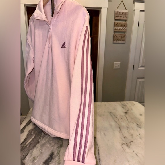 EUC Women’s Adidas Half Zip Pullover Pink & Purple Stripes Size Large - Picture 4 of 8
